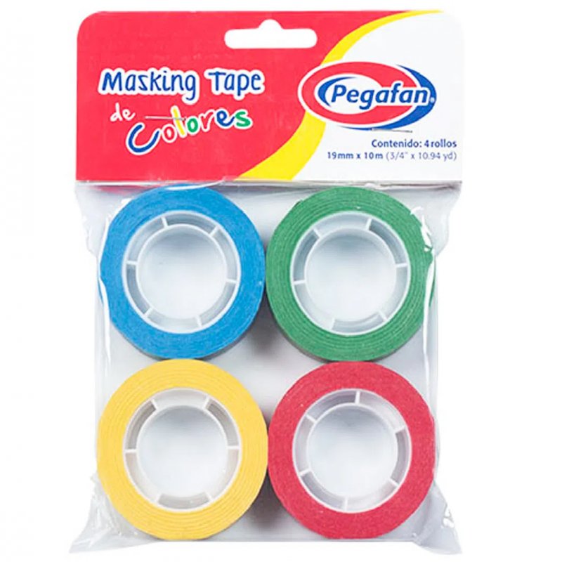 Cinta masking tape colors 3/4"x10.49yds 19mm blstrx4 pegafan Panita